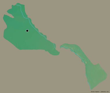 Özbekistan 'ın Khorezm bölgesi, başkenti katı renk arkaplanı ile izole edilmiş. Topografik yardım haritası. 3B görüntüleme