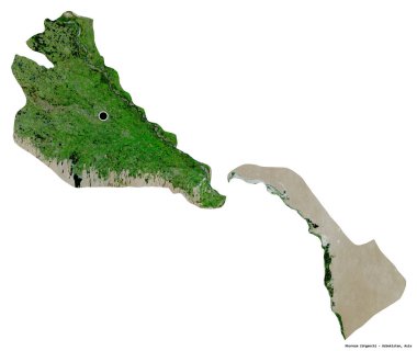 Özbekistan 'ın Khorezm bölgesi, başkenti beyaz arka planda izole edilmiş. Uydu görüntüleri. 3B görüntüleme