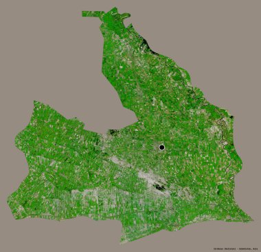 Sirdaryo 'nun şekli, Özbekistan bölgesi, başkenti katı bir renk arkaplanı ile izole edilmiş. Uydu görüntüleri. 3B görüntüleme