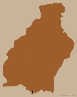 Özbekistan 'ın Surkhandarya bölgesi, başkenti katı renk arkaplanı ile izole edilmiş. Desenli dokuların bileşimi. 3B görüntüleme