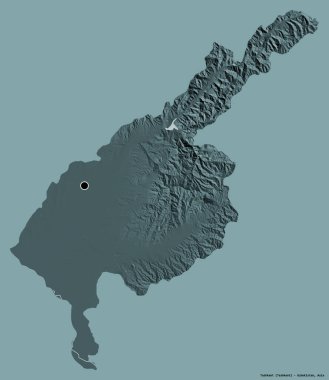 Özbekistan 'ın Taşkent bölgesi, başkenti katı renk arkaplanı ile izole edilmiştir. Renkli yükseklik haritası. 3B görüntüleme