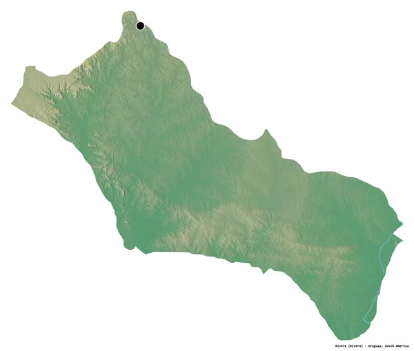 ウルグアイ省のリベラの形で 首都は白い背景に孤立しています 地形図 3Dレンダリング — ストック写真