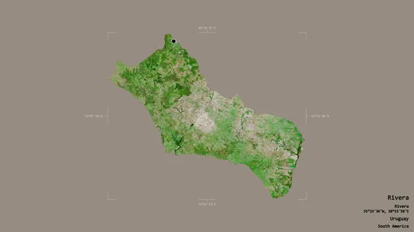 ウルグアイ省のリベラ地区は 洗練された境界線の箱の中にしっかりとした背景に隔離されています ラベル 衛星画像 3Dレンダリング — ストック写真