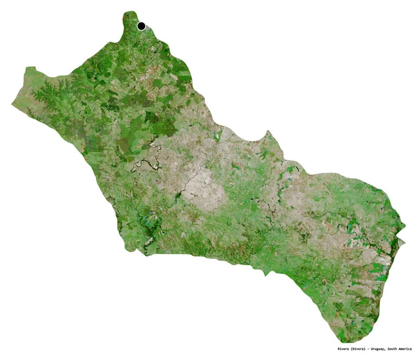 乌拉圭省里维拉市的形状 其首都因白人背景而与世隔绝 卫星图像 3D渲染 — 图库照片