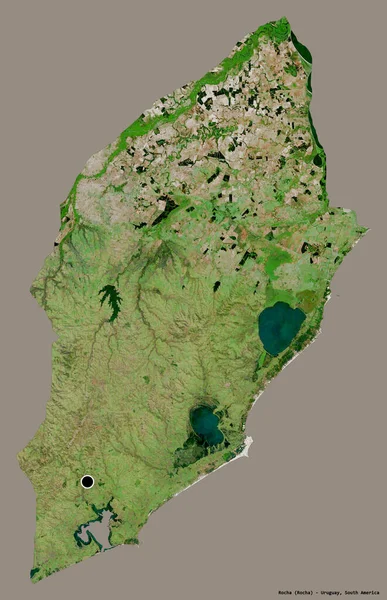 ウルグアイ県のロチャの形で その首都はしっかりとした色の背景に隔離されています 衛星画像 3Dレンダリング — ストック写真