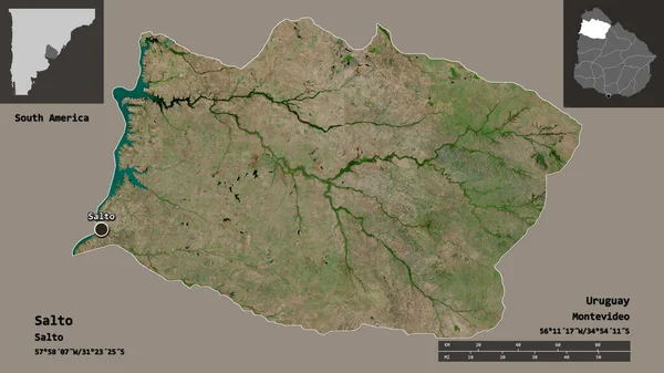 Форма Салто Департамент Уругвай Його Столиця Масштаб Відстаней Превью Етикетки — стокове фото