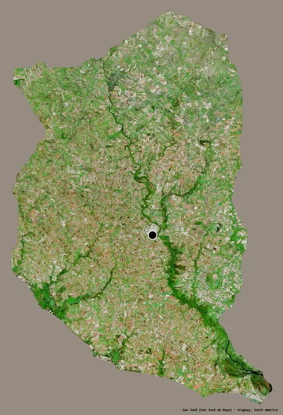 ウルグアイ県サンノゼの形で その首都はしっかりとした色の背景に隔離されています 衛星画像 3Dレンダリング — ストック写真