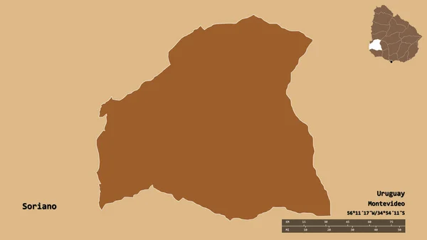 Forma Soriano Departamento Uruguay Con Capital Aislada Sobre Fondo Sólido —  Fotos de Stock