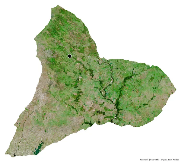 Form Tacuarembo Uruguay Med Huvudstaden Isolerad Vit Bakgrund Satellitbilder Rendering — Stockfoto