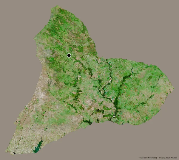 ウルグアイのタチュアレンボ県の形は その首都がしっかりとした色の背景に隔離されています 衛星画像 3Dレンダリング — ストック写真