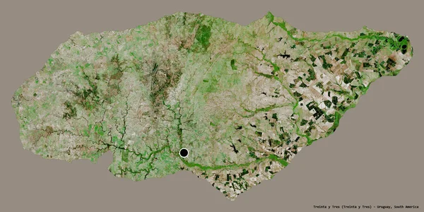 乌拉圭省Treinta Tres的形状 其首都以纯色背景隔离 卫星图像 3D渲染 — 图库照片