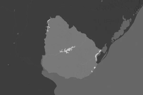 Vorm Van Uruguay Gescheiden Door Desaturatie Van Naburige Gebieden Hoogteverschil — Stockfoto