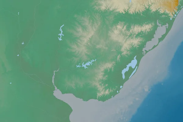 Área Extendida Uruguay Mapa Topográfico Relieve Renderizado — Foto de Stock