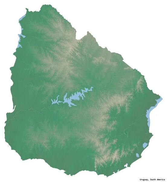Forme Uruguay Avec Capitale Isolée Sur Fond Blanc Carte Topographique — Photo