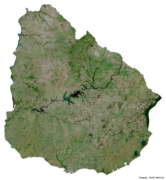 Shape Uruguay Its Capital Isolated White Background Satellite Imagery Rendering — Stock Photo, Image