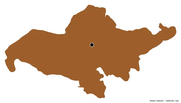 Shape Andijon Region Uzbekistan Its Capital Isolated White Background Composition — Stock Photo, Image