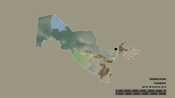 Forma Dessaturada Uzbequistão Com Sua Capital Principal Divisão Regional Área — Fotografia de Stock