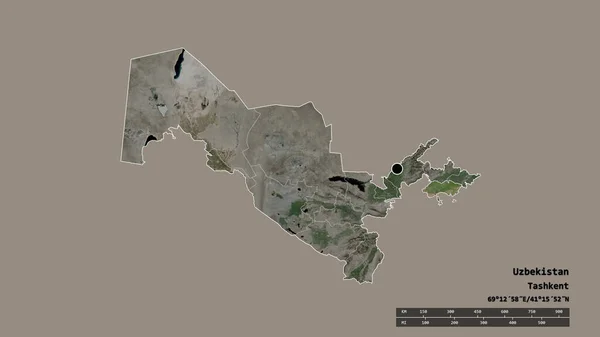 Forma Desolata Dell Uzbekistan Con Suo Capoluogo Principale Divisione Regionale — Foto Stock