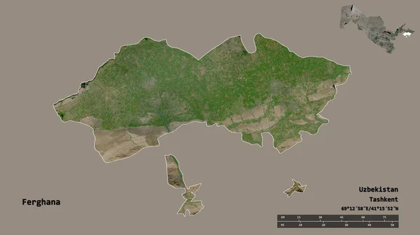 Forma Ferghana Región Uzbekistán Con Capital Aislada Sobre Fondo Sólido —  Fotos de Stock