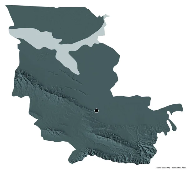 Forme Kazakhstan Région Ouzbékistan Avec Capitale Isolée Sur Fond Blanc — Photo