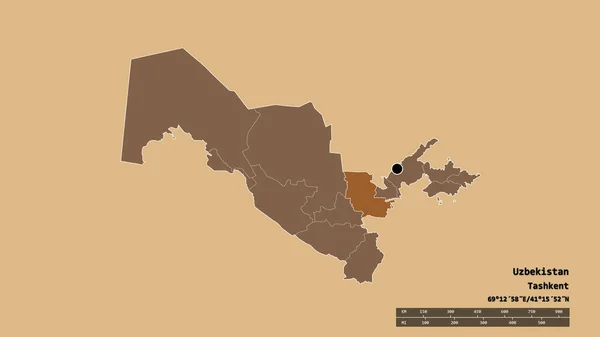Desatureerde Vorm Van Oezbekistan Met Haar Hoofdstad Belangrijkste Regionale Divisie — Stockfoto