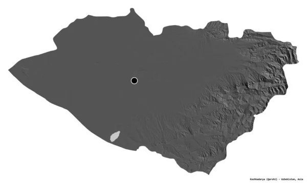 Forma Kashkadarya Região Uzbequistão Com Sua Capital Isolada Fundo Branco — Fotografia de Stock