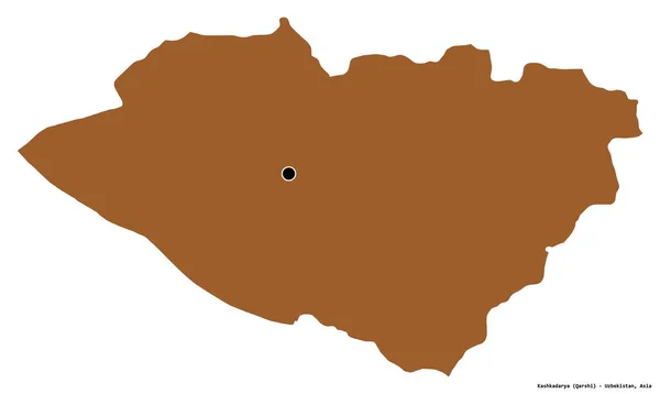 Форма Кашкадарьинской Области Узбекистана Столица Которой Выделена Белом Фоне Состав — стоковое фото
