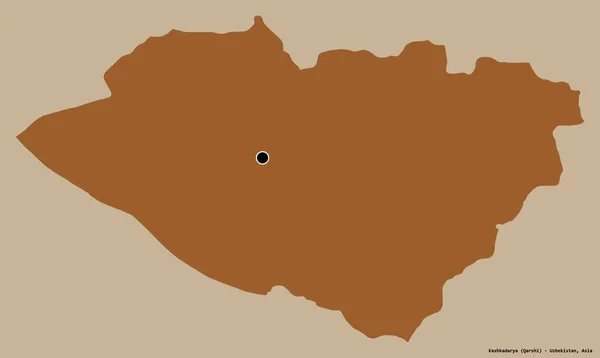 乌兹别克斯坦卡什卡达利亚地区的形状 其首都以纯色背景隔离 图形纹理的组成 3D渲染 — 图库照片
