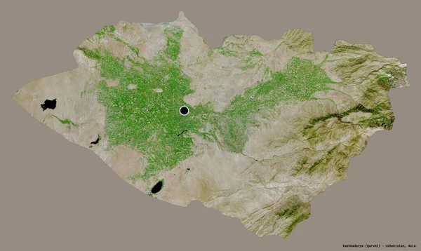 Forme Kashkadarya Région Ouzbékistan Avec Capitale Isolée Sur Fond Couleur — Photo