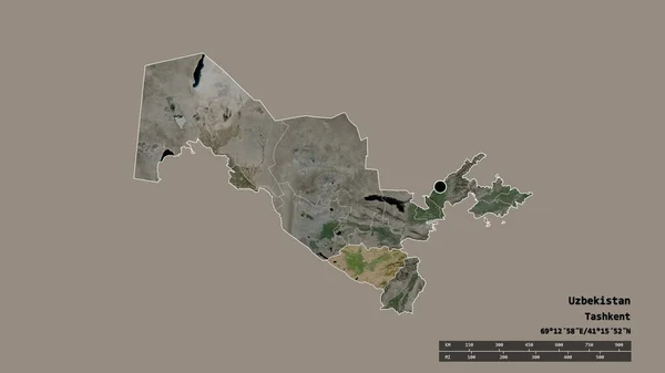 Ungesättigte Form Usbekistans Mit Seiner Hauptstadt Der Wichtigsten Regionalen Teilung — Stockfoto