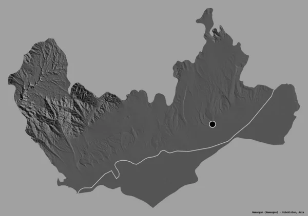Forma Namangan Región Uzbekistán Con Capital Aislada Sobre Fondo Color — Foto de Stock