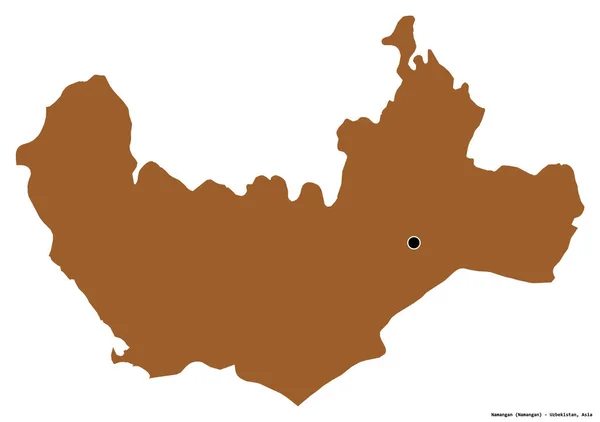 Form Namangan Regionen Uzbekistan Med Dess Huvudstad Isolerad Vit Bakgrund — Stockfoto