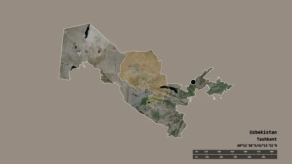 Ungesättigte Form Usbekistans Mit Seiner Hauptstadt Der Wichtigsten Regionalen Teilung — Stockfoto
