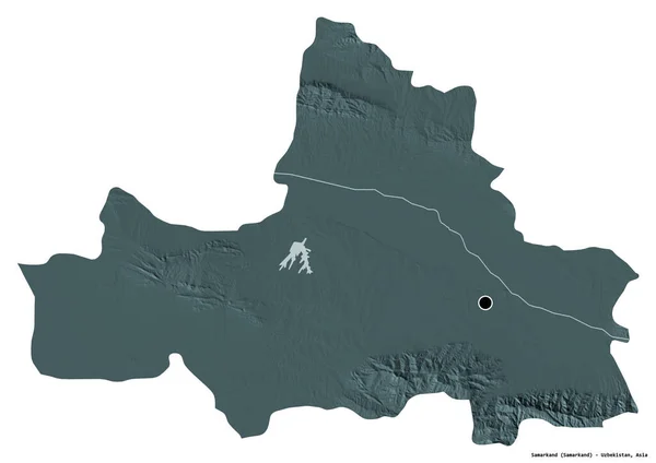Forma Samarcanda Região Uzbequistão Com Sua Capital Isolada Sobre Fundo — Fotografia de Stock