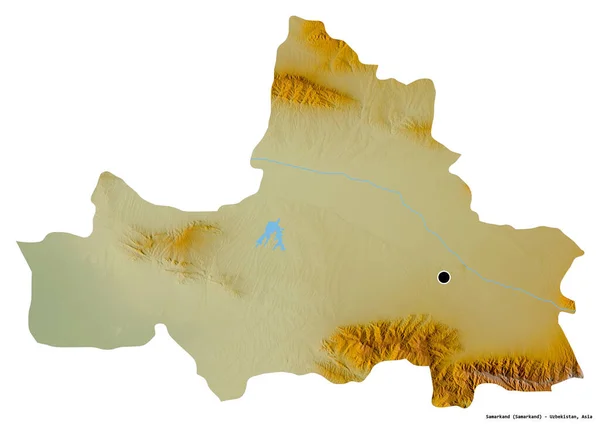 Özbekistan Semerkant Bölgesi Başkenti Beyaz Arka Planda Izole Edilmiş Topografik — Stok fotoğraf