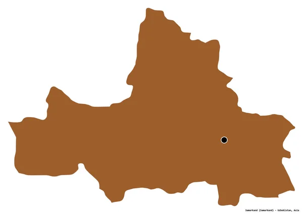 Forma Samarcanda Región Uzbekistán Con Capital Aislada Sobre Fondo Blanco —  Fotos de Stock