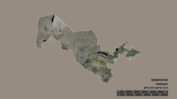 主要な地域部門と分離サマルカンド地域とウズベキスタンの荒廃した形 ラベル 衛星画像 3Dレンダリング — ストック写真