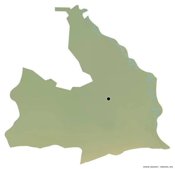 Форма Сырдарьё Область Узбекистана Столицей Белом Фоне Топографическая Карта Рельефа — стоковое фото