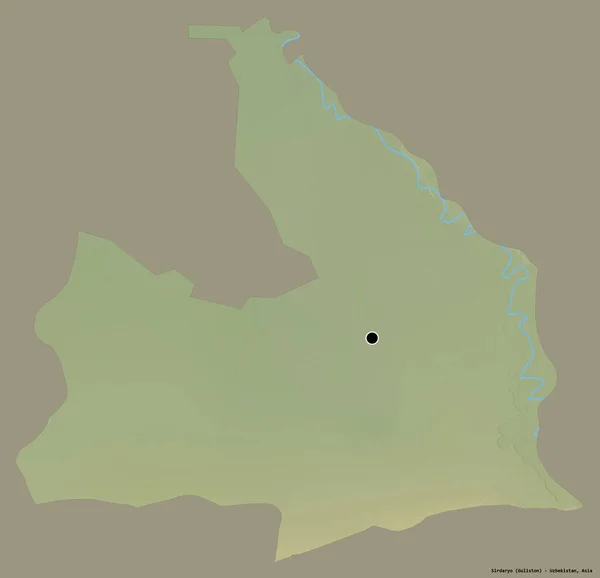 Forme Sirdaryo Région Ouzbékistan Avec Capitale Isolée Sur Fond Couleur — Photo