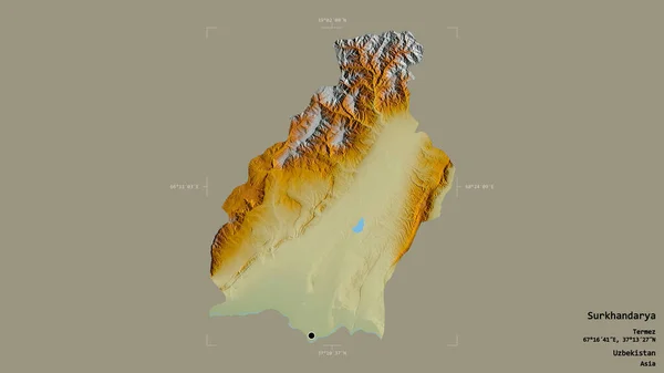 Oblast Surkhandarya Oblast Uzbekistánu Izolovaná Pevném Pozadí Georeferenční Hraniční Oblasti — Stock fotografie