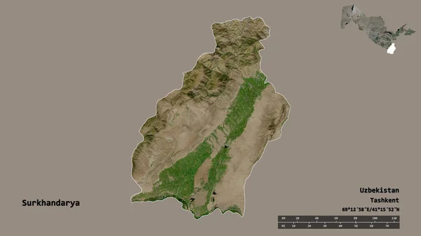 Forma Surkhandarya Região Uzbequistão Com Sua Capital Isolada Fundo Sólido — Fotografia de Stock