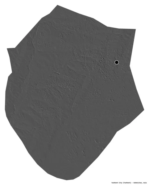 乌兹别克斯坦首都为白色背景的塔什干市的形状 Bilevel高程图 3D渲染 — 图库照片