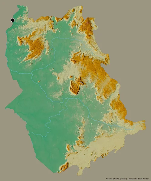 Forma Dell Amazzonia Stato Del Venezuela Con Sua Capitale Isolata — Foto Stock