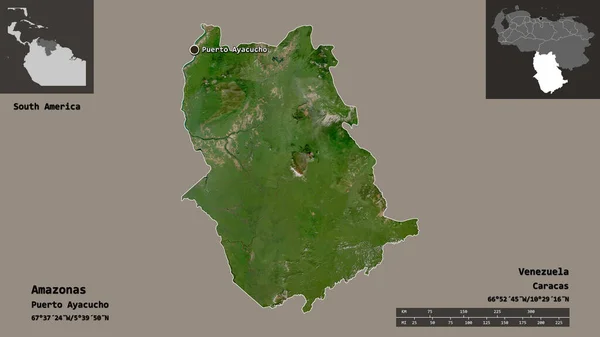 Gestalt Des Amazonas Des Staates Venezuela Und Seiner Hauptstadt Entfernungsskala — Stockfoto