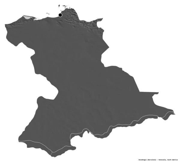 Tvar Anzoategui Stát Venezuela Hlavním Městem Izolovaným Bílém Pozadí Mapa — Stock fotografie