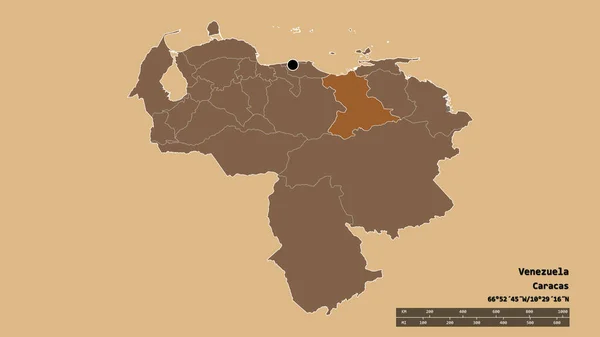 Forme Dénaturée Venezuela Avec Capitale Principale Division Régionale Région Séparée — Photo