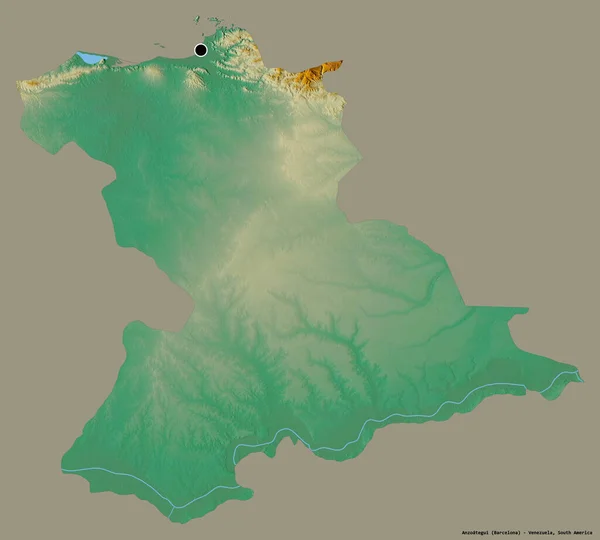 Alakja Anzoategui Állam Venezuela Főváros Elszigetelt Szilárd Színű Háttér Topográfiai — Stock Fotó