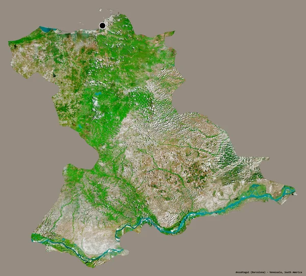 ベネズエラの州であるAnzoateguiの形は その首都をしっかりとした色の背景に隔離しています 衛星画像 3Dレンダリング — ストック写真