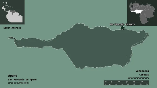 Forme Apure État Venezuela Capitale Échelle Distance Aperçus Étiquettes Carte — Photo