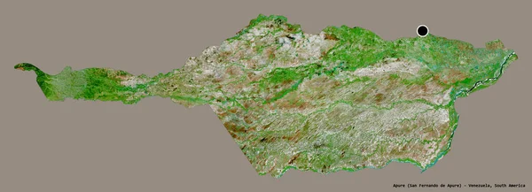 委内瑞拉州的Apure形状 首都用纯色背景隔开 卫星图像 3D渲染 — 图库照片